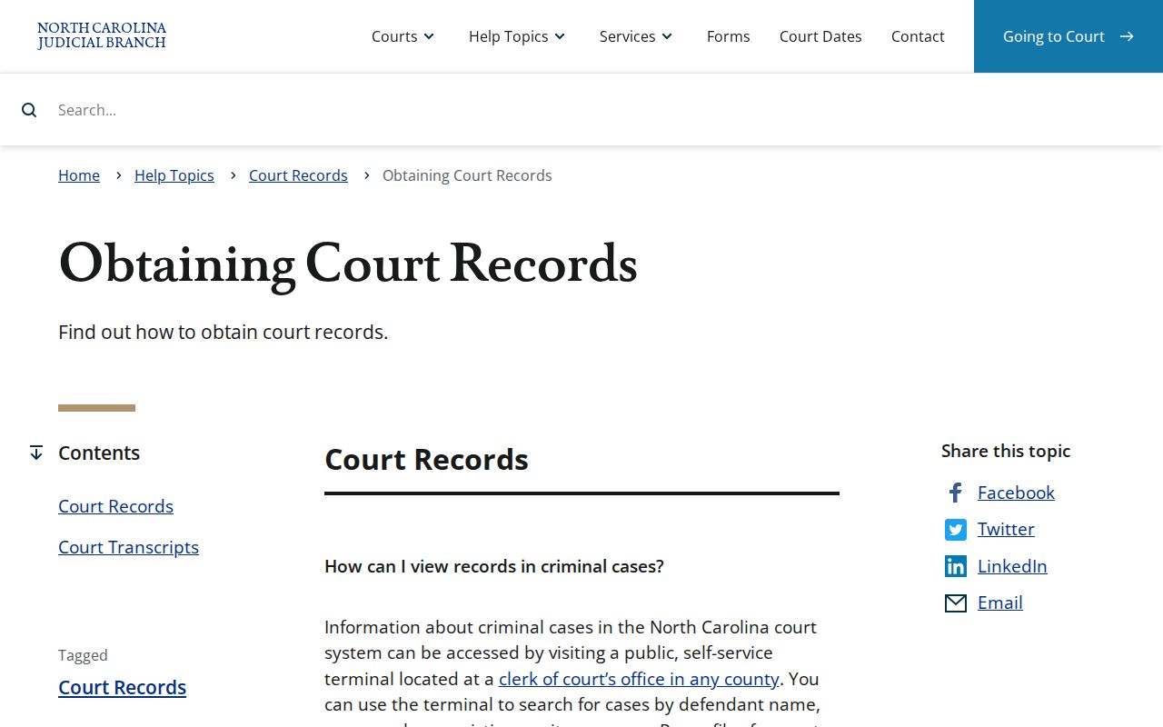 Yadkin County 72-hour release court-record access source